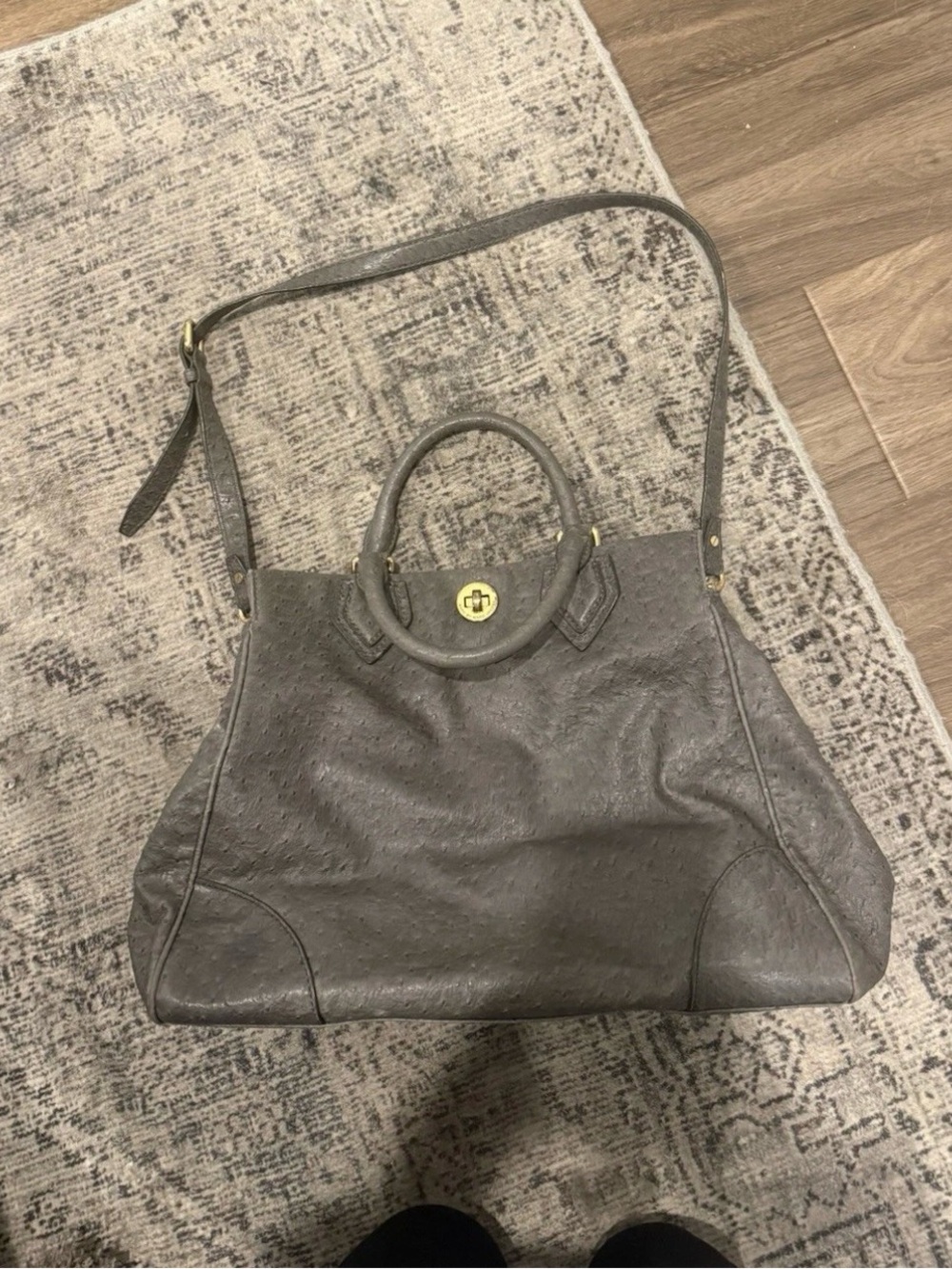 Marc By Marc Jacobs Gray Ostrich-Textured Tote - Picture 6 of 8